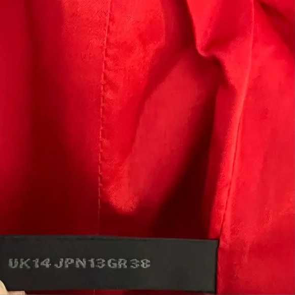 Donna Karan Women’s Red Blazer size 8 Round Neck Cotton pockets lined Christmas - Picture 11 of 11